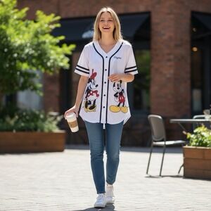 Disney Mickey And Minnie Women's XL Baseball Jersey Excellent